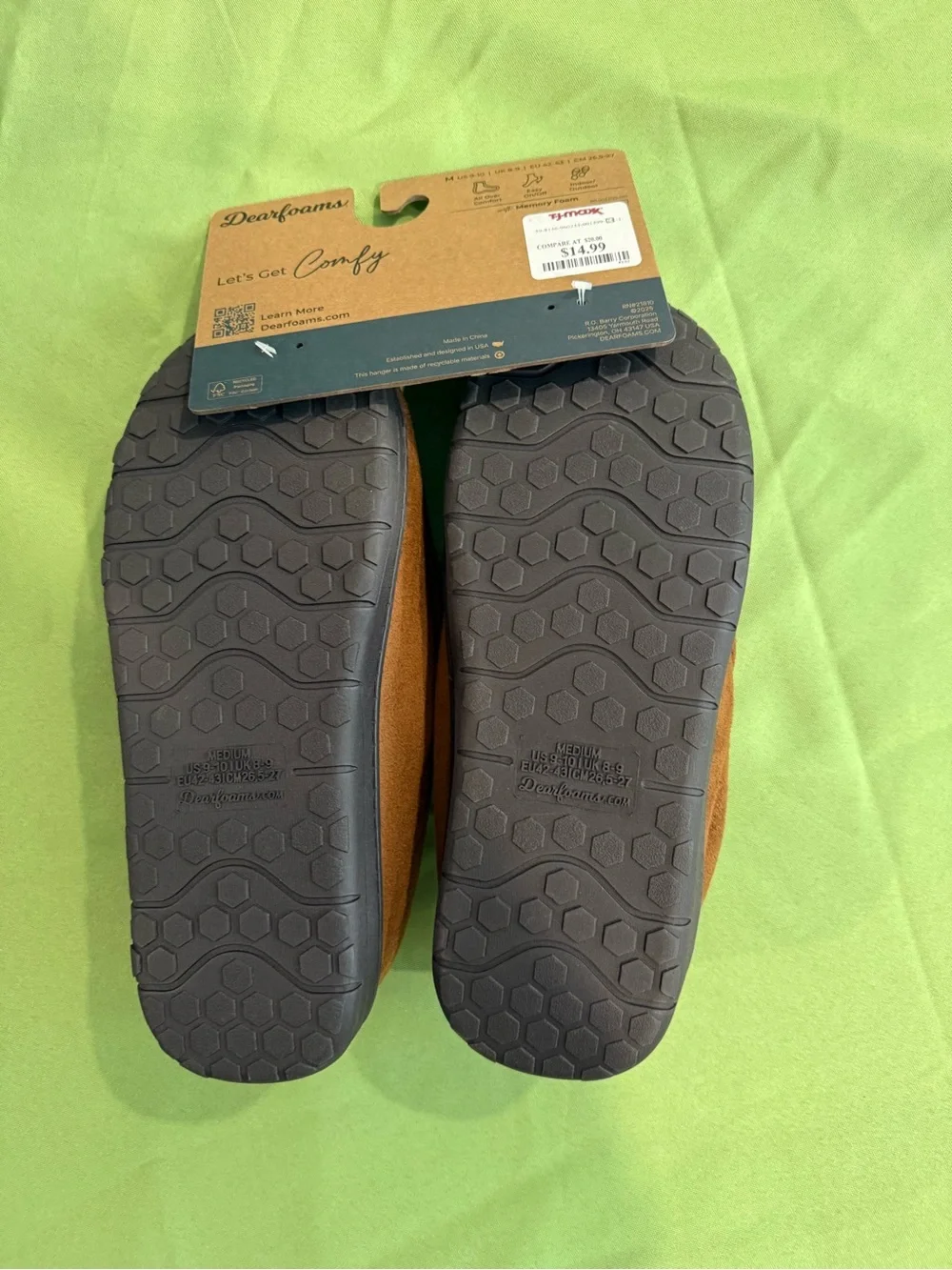 Dearfoams Men’s  Brown Cozy Slip-On Slippers M size 9-10